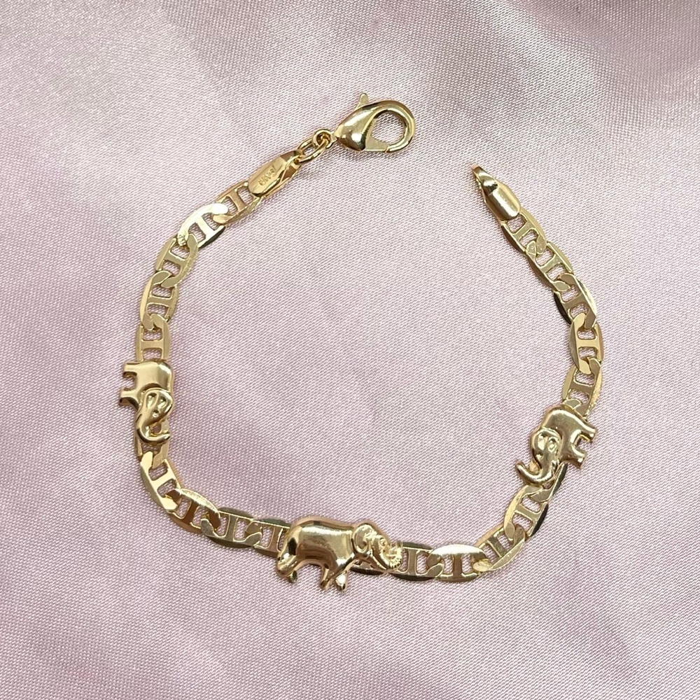 18k Gold Filled Kids Elephant Bracelet 5.5” long 🐘✨